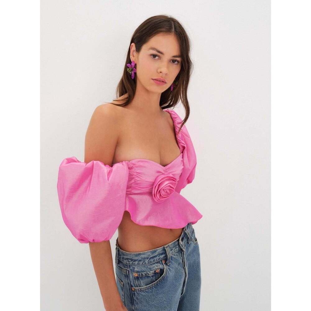 For Love And Lemons Judith Pink Crop Top